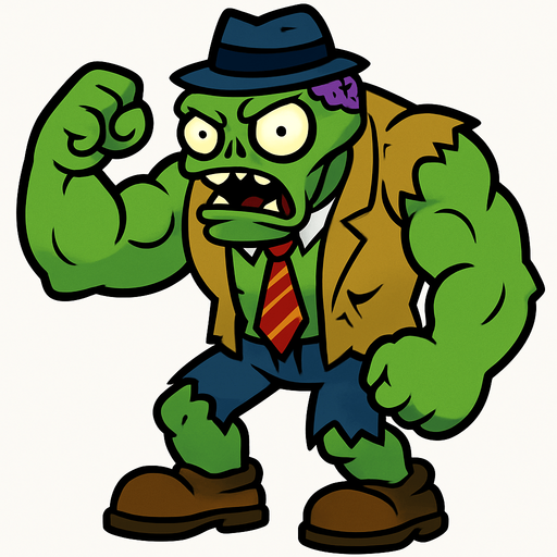 Strong zombie de plantas vs zombies.
In-Game asset.  2d.  High contrast.  No shadows