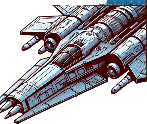 Spaceship facing upward.
Single Game Texture. In-Game asset. 2d. Blank background. High contrast. No shadows.