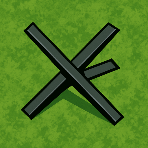 kuş bakışı açısından yeşil çimen üzerinde tanksavar çelik çapraz demir.
In-Game asset.  2d.  High contrast.  No shadows