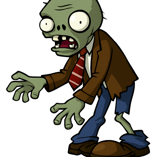 zombie de plants vs zombies.
In-Game asset.  2d.  High contrast.  No shadows