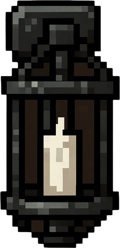 A unlit metal cage sconce like you find on a dungeon wall. White candle inside. Pixel art..
In-Game asset.  2d.  High contrast.  No shadows