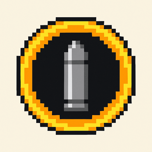 pixel art circle bullet button.
In-Game asset.  2d.  High contrast.  No shadows