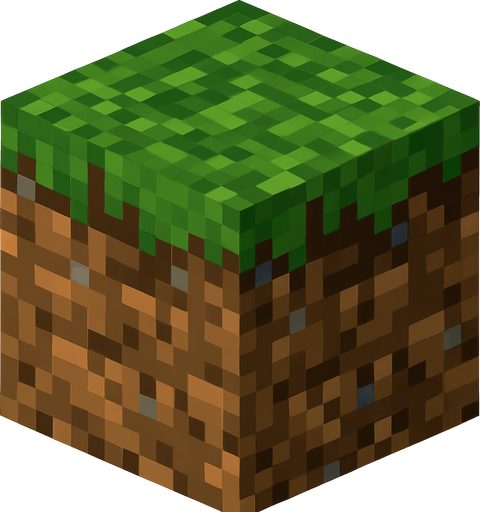 Minecraft çim bloğu.
In-Game asset.  High contrast.  No shadows