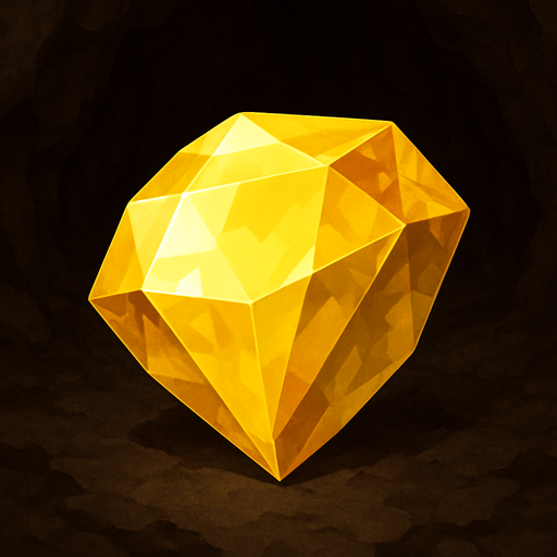 a yellow gem found from the caves of colorado make it realistic.
In-Game asset.  2d.  High contrast.  No shadows