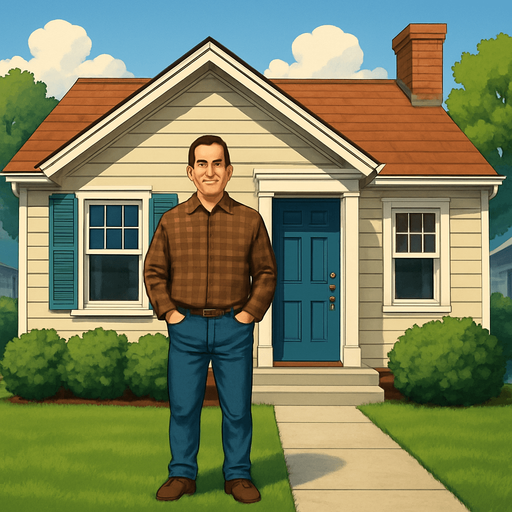 A realistic sweet home with owner.
In-Game asset.  2d.  High contrast.  No shadows