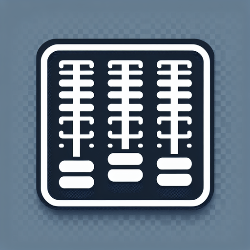 UI 3 horizontal faders icon. white.
2d.  No shadows