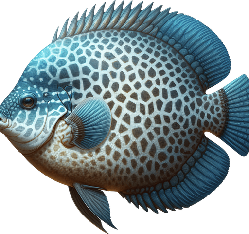 a realistic sunfish.
Single Game Texture. In-Game asset. 2d. Blank background. High contrast. No shadows.