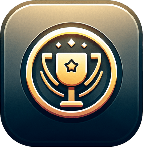 A square app store icon with rounded edges, designed for a WIN screen app. The icon features a simple trophy or star symbol in the center, glowing softly to signify achievement. The background is a gradient of gold to yellow, giving the icon a celebratory yet minimalistic look.
Single Game Texture. In-Game asset. 2d. Blank background. High contrast. No shadows.