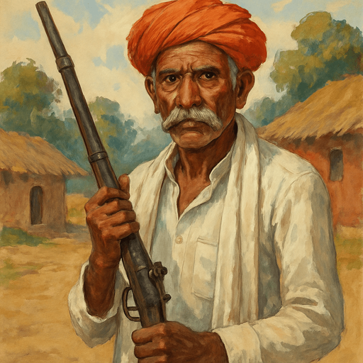 indian village uncle with weapon