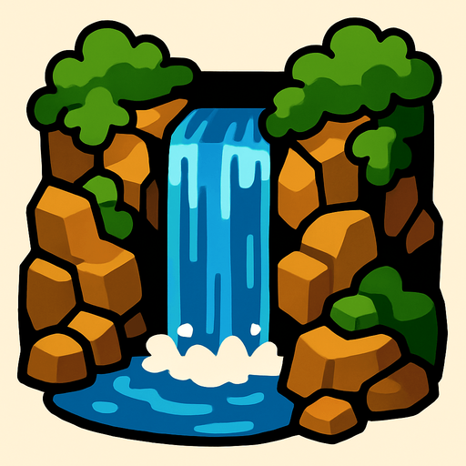 hiddenWaterfall.
In-Game asset.  2d.  High contrast.  No shadows
