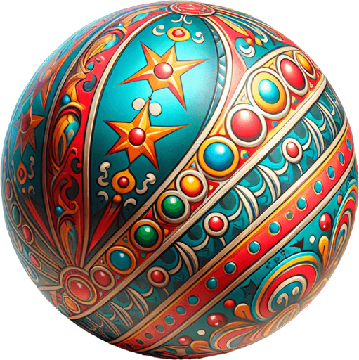 circus ball.
Single Game Texture.  In-Game asset.  2d.  Blank background.  High contrast.  No shadows