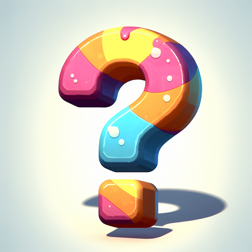 punto di domanda a modi caramelle.
Single Game Texture. In-Game asset. 2d. Blank background. High contrast. No shadows.