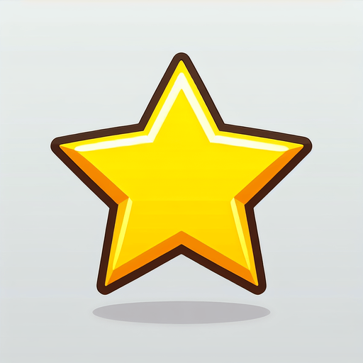 A yellow star.
Single Game Texture. In-Game asset. 2d. Blank background. High contrast. No shadows.