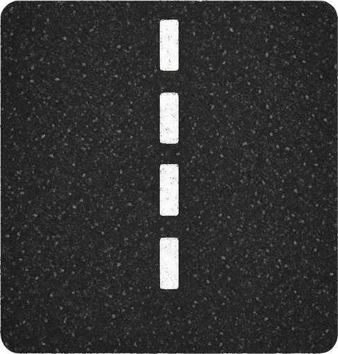 Ground asphalt white striped road.
In-Game asset.  2d.  High contrast.  No shadows