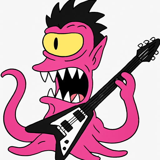 Make my character pink and make him have rock hair and a rock guitar