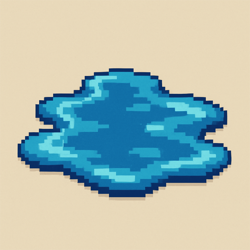pixel art 2D puddle.
In-Game asset.  2d.  High contrast.  No shadows