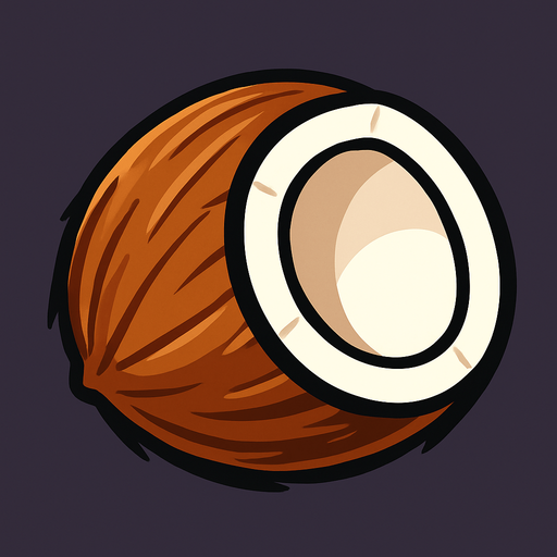 coconout.
In-Game asset.  2d.  High contrast.  No shadows. cartoon