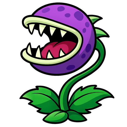 Planta piraña de plantas vs zombies.
In-Game asset.  2d.  High contrast.  No shadows