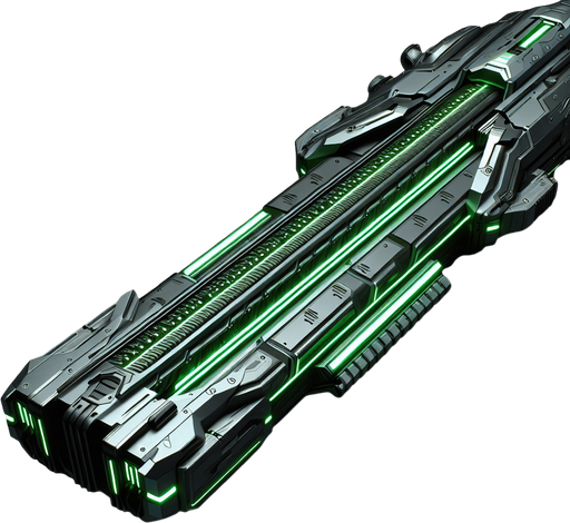 elongated futuristic laser canon gun green.
top view