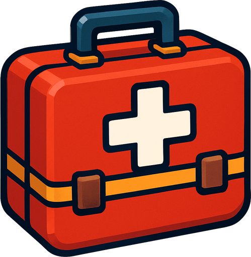 first aid kit.
In-Game asset.  2d.  High contrast.  No shadows
