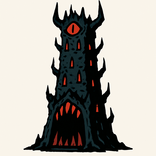 korkunç bir kule.
In-Game asset.  2d.  High contrast.  No shadows