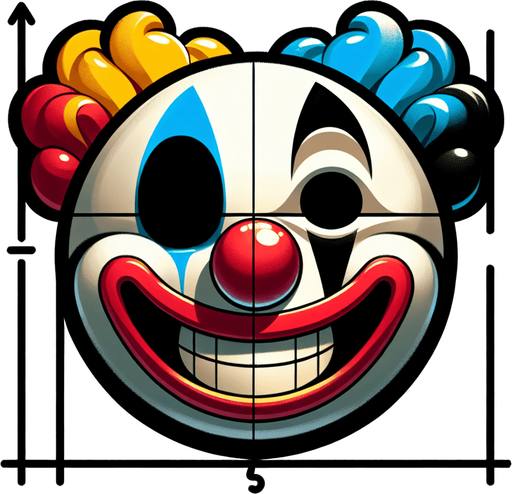 clown face.
Single Game Texture.  In-Game asset.  2d.  Blank background.  High contrast.  No shadows