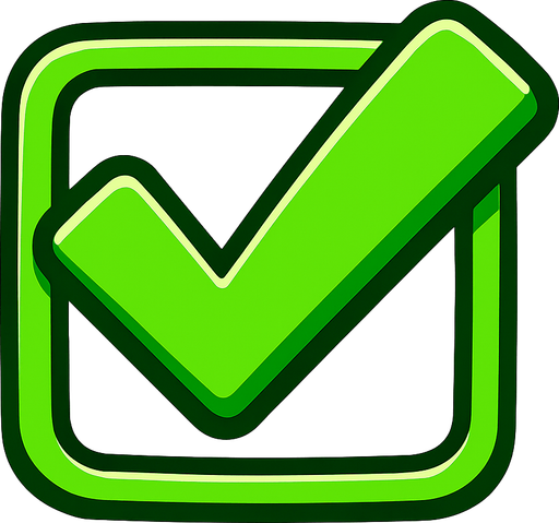 green check.
In-Game asset.  2d.  High contrast.  No shadows