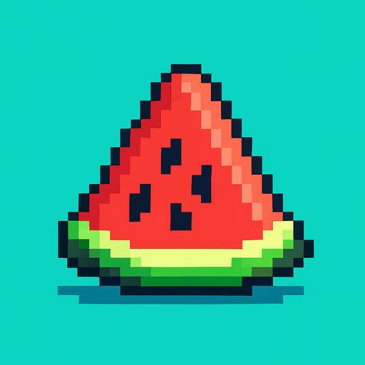 make pixel art 2d watermelon.
In-Game asset.  2d.  High contrast.  No shadows