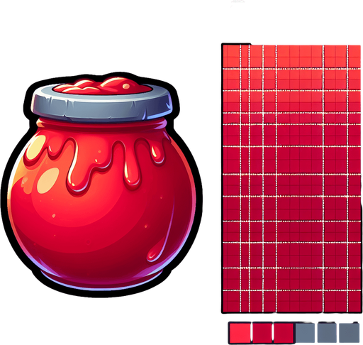 Red round jam matte finish.
Single Game Texture. In-Game asset. 2d. Blank background. High contrast. No shadows.