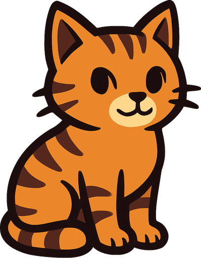 cat no background.
In-Game asset.  2d.  High contrast.  No shadows