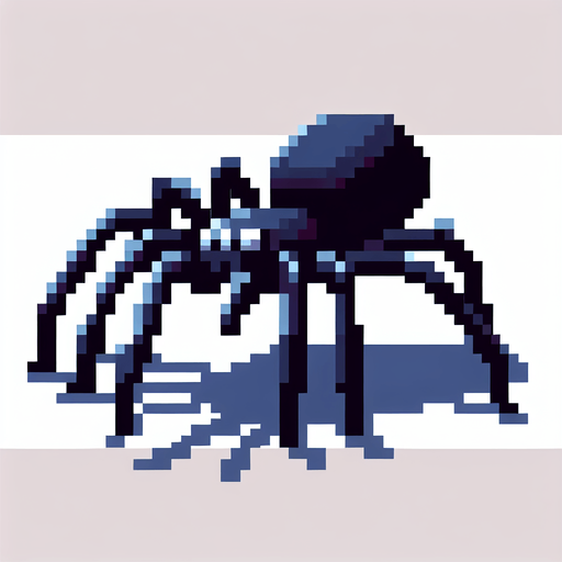genera una araña que este observando a la izquierda en pixel art.
Single Game Texture.  In-Game asset.  2d.  Blank background.  High contrast.  No shadows