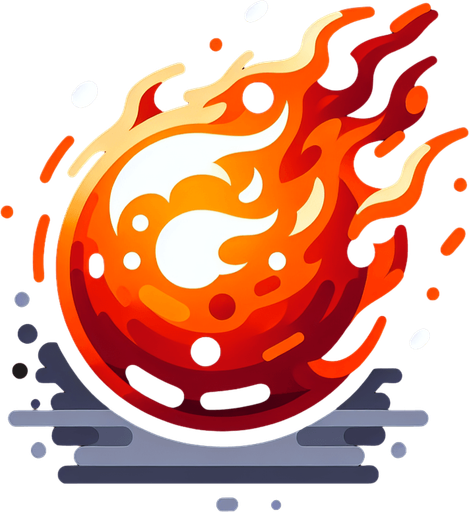 fireball.
Single Game Texture. In-Game asset. 2d. Blank background. High contrast. No shadows.