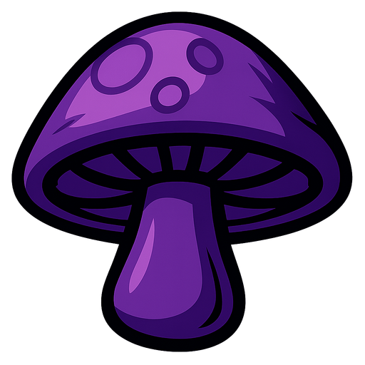 purple mushroom.
In-Game asset.  2d.  High contrast.  No shadows