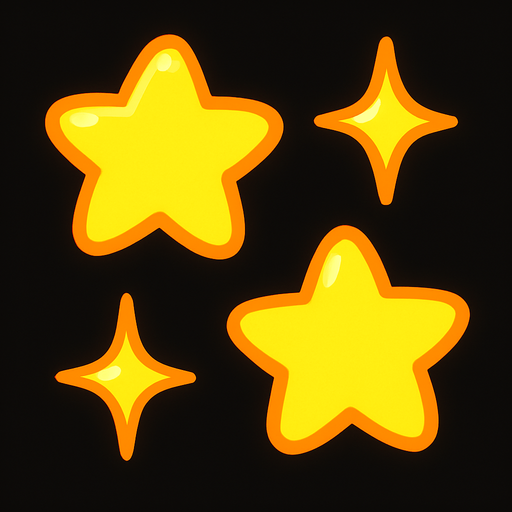 estrellitas luminosas.
In-Game asset.  2d.  High contrast.  No shadows