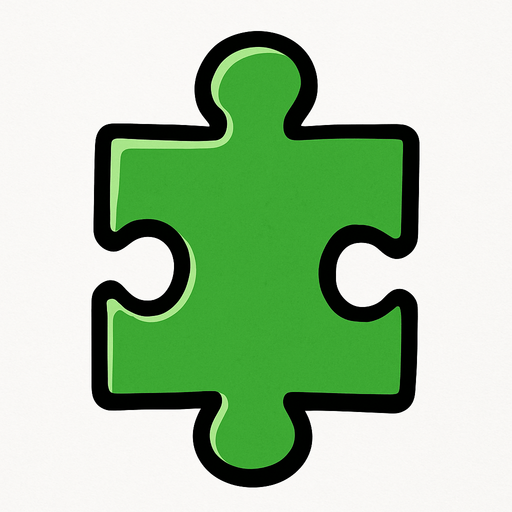A green puzzle piece.
In-Game asset.  2d.  High contrast.  No shadows