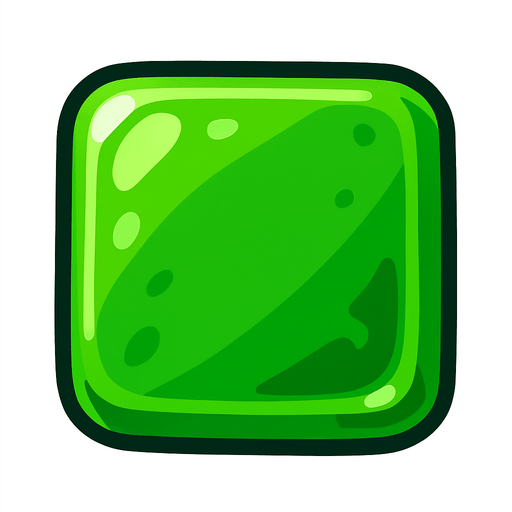 Edible square, single green candy.
In-Game asset.  2d.  High contrast.  No shadows