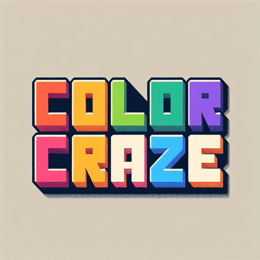 A logo for the game showing the title "Color Craze" with each letter in a different colors, picked from a nice muted palette in simple and clean style..
Single Game Texture. In-Game asset. 2d. Blank background. High contrast. No shadows.
