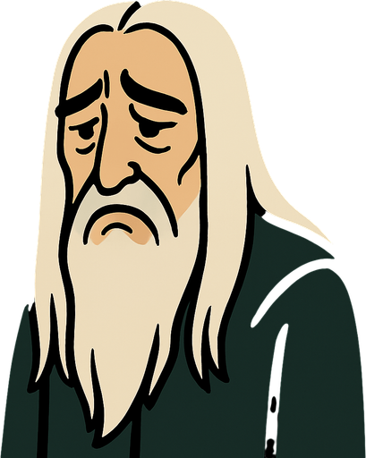 Tamamen aynı sanatsal formda ama parmağını aşağı indirip üzülen SARUMAN olacak