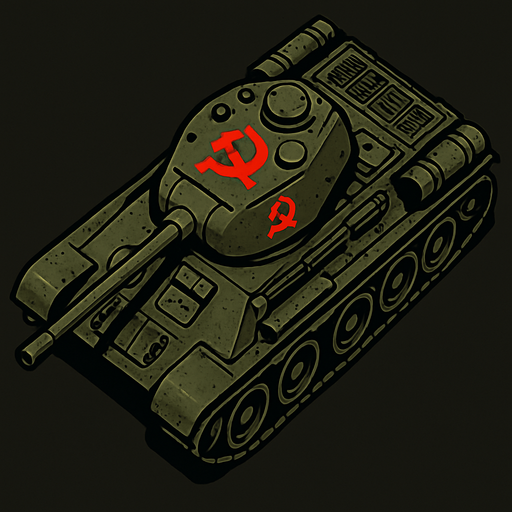 A Soviet tank..
In-Game asset.  2d.  High contrast.  No shadows. Top down view