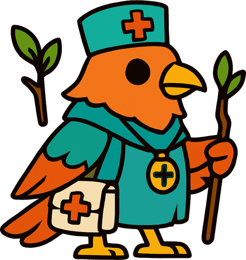 2d bird healer.
In-Game asset.  2d.  High contrast.  No shadows