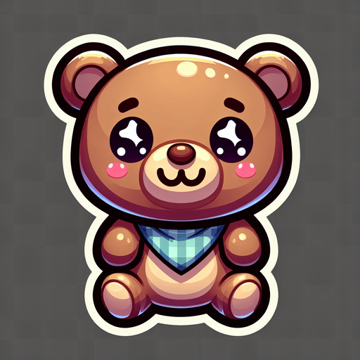 a cute smiling teddy bear standing Single Game Texture. 2d. Transparent background. High contrast. No shadows. No border.