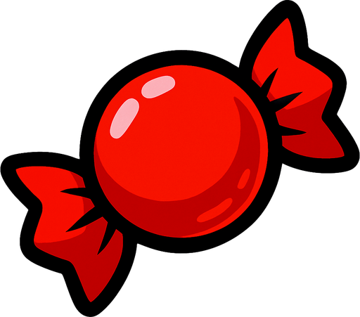 Kırmızı şeker.
In-Game asset.  2d.  High contrast.  No shadows