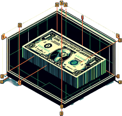 Dollar bill. Perspective.
video game sprite