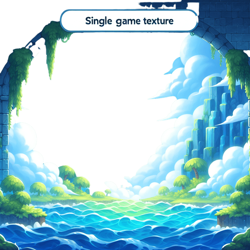 arkaplan cennete benzesin ve çoğunlukla mavi ve açık yeşil rengi olsun.
Single Game Texture. In-Game asset. 2d. Blank background. High contrast. No shadows.