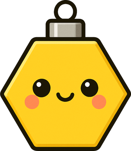 Perfectly hexagon yellow Christmas decoration. Cartoon style. Cute art style. Simple vector style.