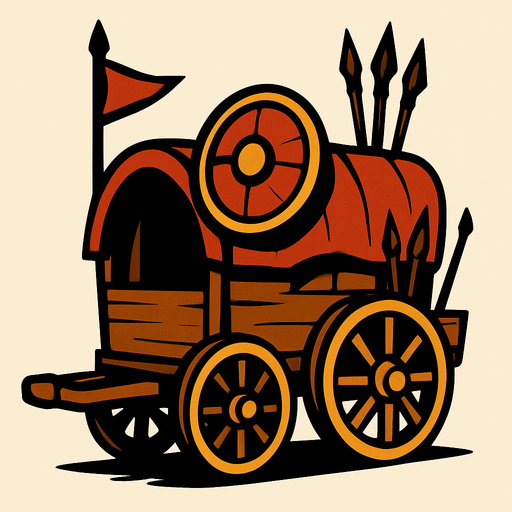 Eski çağ savaş karavan.
In-Game asset.  2d.  High contrast.  No shadows