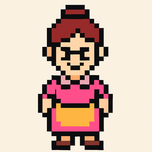 pixel art mom.
In-Game asset.  2d.  High contrast.  No shadows