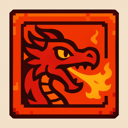 Fire dragon block.
In-Game asset.  2d.  High contrast.  No shadows
