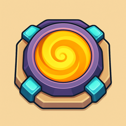 Crea la Torre Aura en un estilo 2D renderizado, limpio y cartoonish, con contornos claros y definidos, colores vibrantes con transiciones suaves, y sombreado que da volumen a sus superficies superiores.
La perspectiva debe ser VISTA CENITAL (totalmente desde arriba). Esto significa que la torre se verá como si estuviera siendo observada directamente desde arriba, con los detalles de su parte superior siendo prominentes.
Esta torre NO tiene un cañón direccional tradicional ni una base circular, su efecto es radial.
La torre debe tener un perfil bajo y la menor cantidad de relieve vertical posible para facilitar una rotación fluida en la animación, enfocándose en la parte superior de la estructura..
In-Game asset.  2d.  High contrast.  No shadows