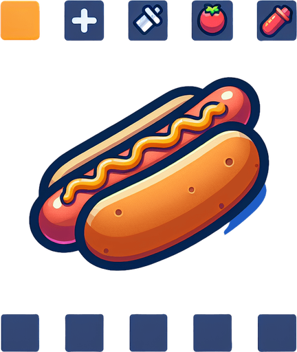 hotdog with no mustard no ketchup only bread and dog.
Single Game Texture. In-Game asset. 2d. Blank background. High contrast. No shadows.